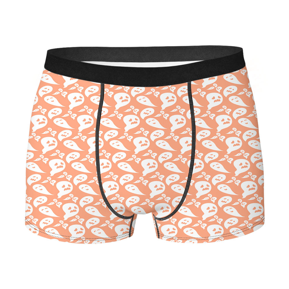 Peach Ghosts Pattern Halloween Men's Boxer Briefs