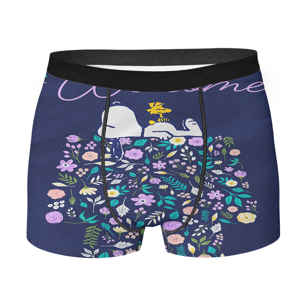 Peanuts Doghouse Of Flowers Snoopy & Woodstock Men's Boxer Briefs