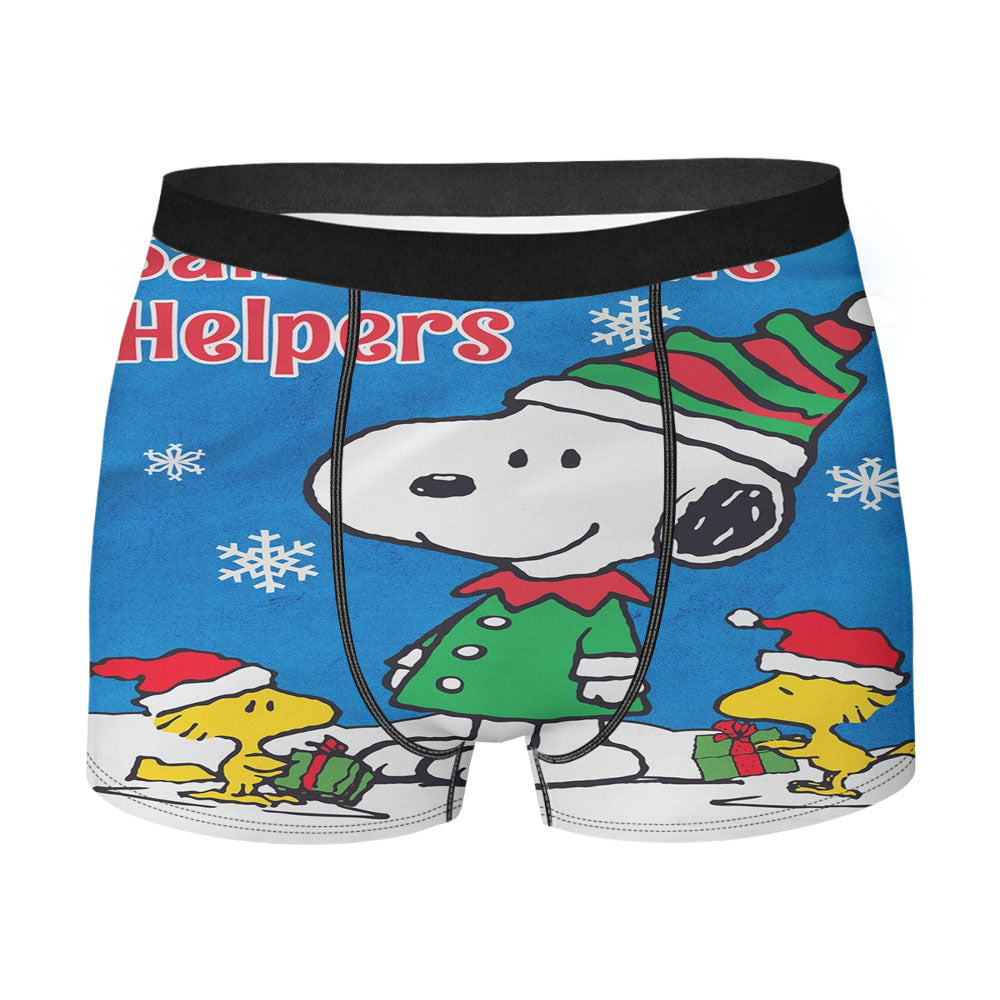 Peanuts Santa'S Little Helpers Snoopy And Woodstock Christmas Men's Boxer Briefs