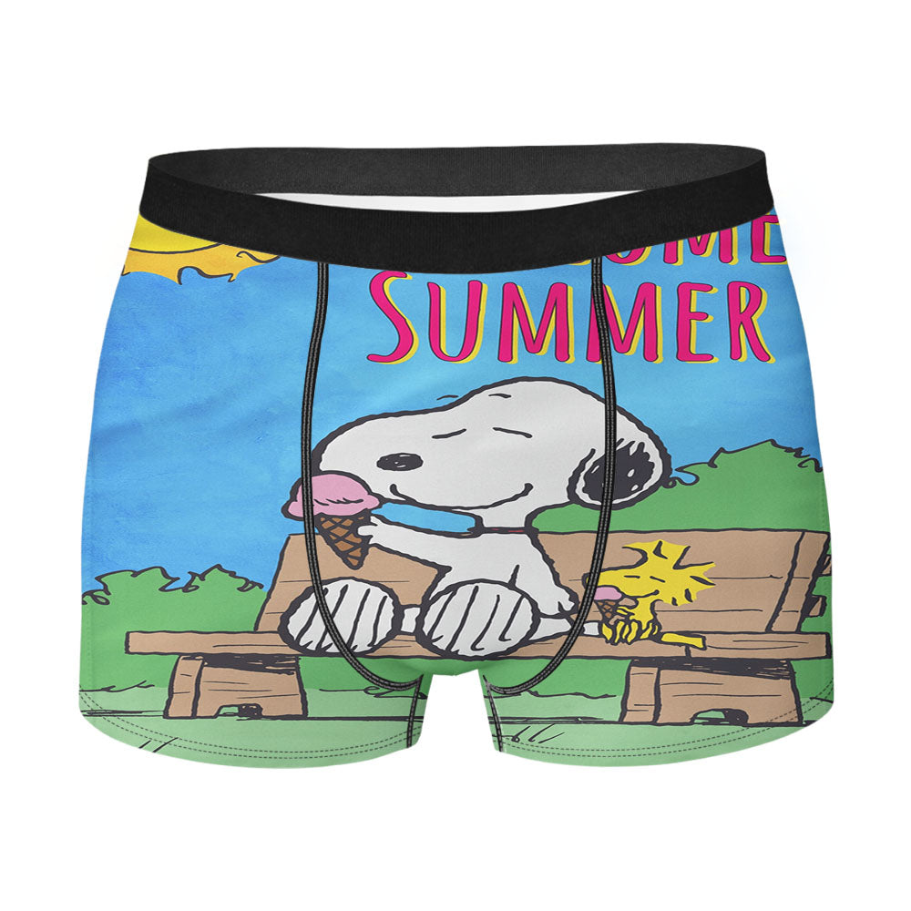Peanuts Welcome Summer Snoopy & Woodstock Men's Boxer Briefs