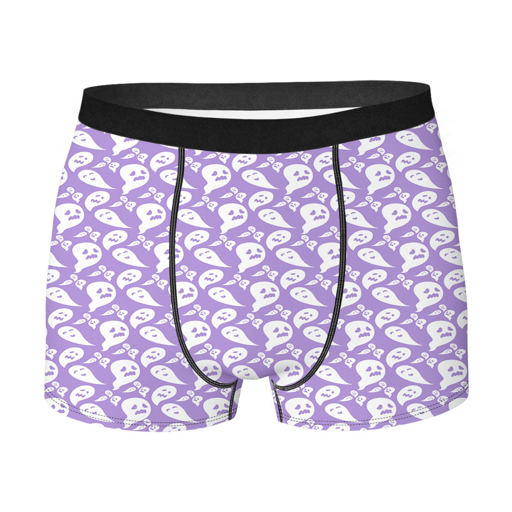 Purple Ghosts Pattern Halloween Men's Boxer Briefs