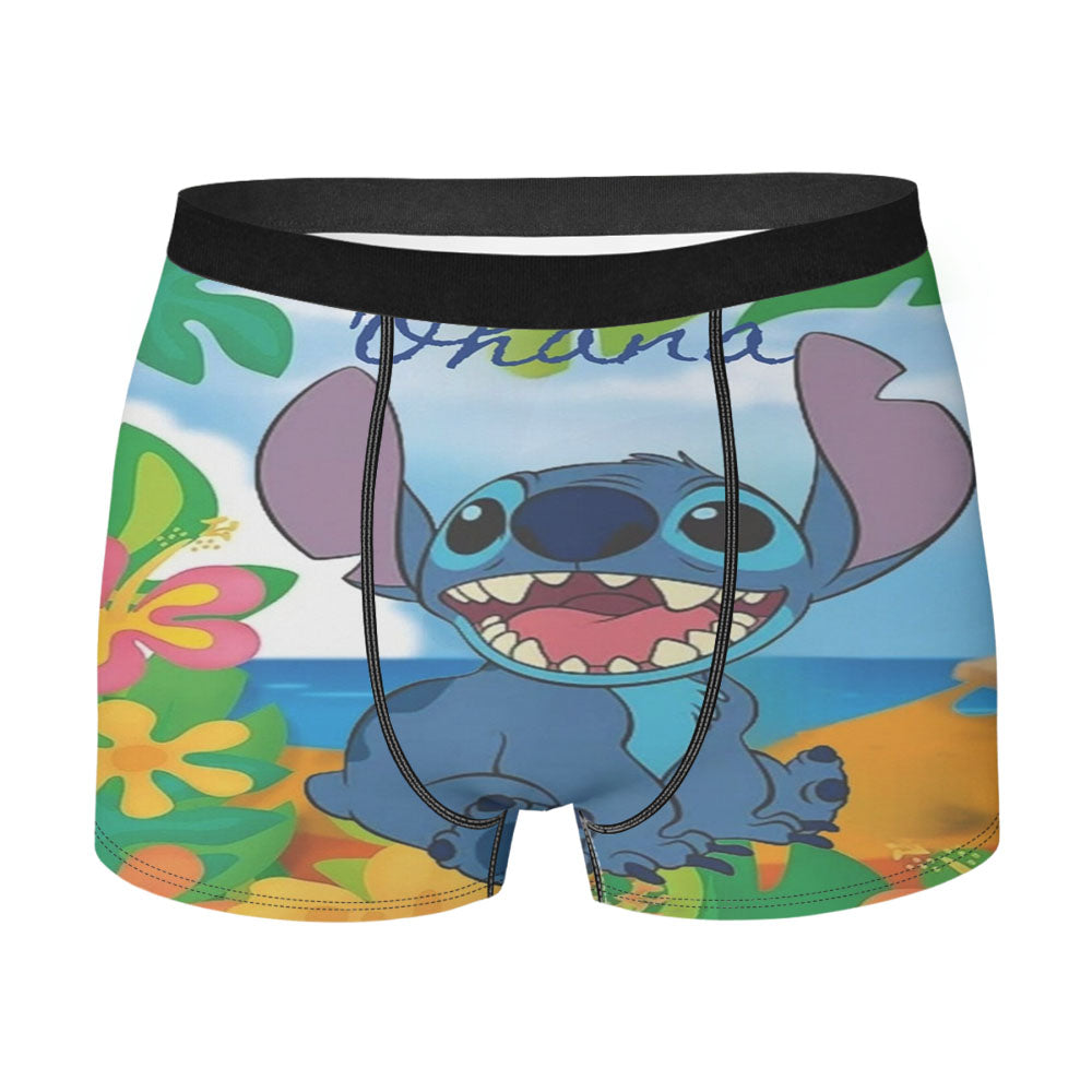 Stitch From Disney'S Movie Lilo And Stitch With Aloha Men's Boxer Briefs