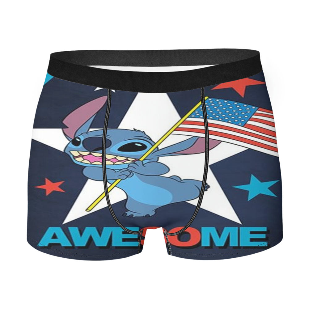 Stitch Patriotic Awesome Men's Boxer Briefs