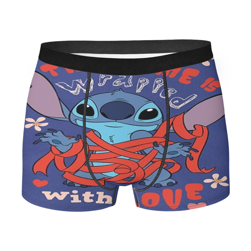 Stitch Wrapped With Love Men's Boxer Briefs