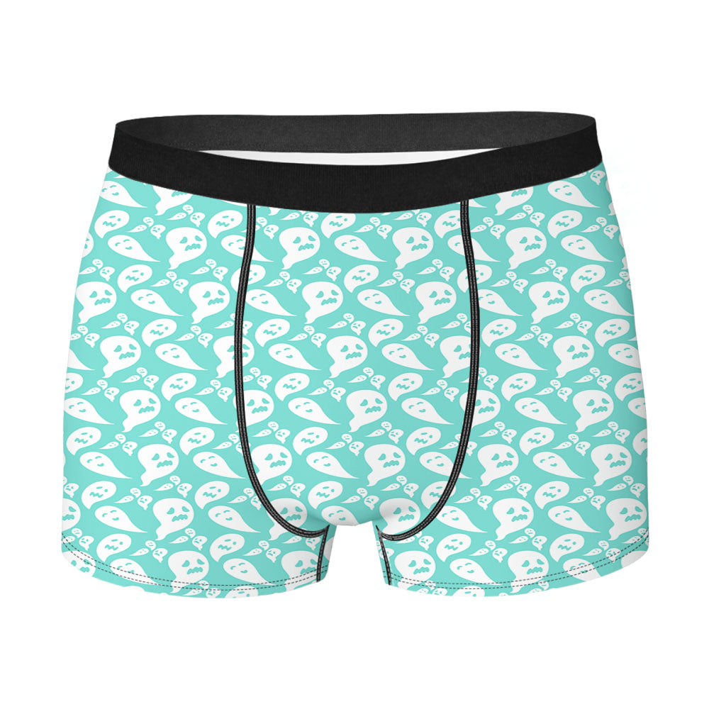 Turquoise Ghosts Pattern Halloween Men's Boxer Briefs