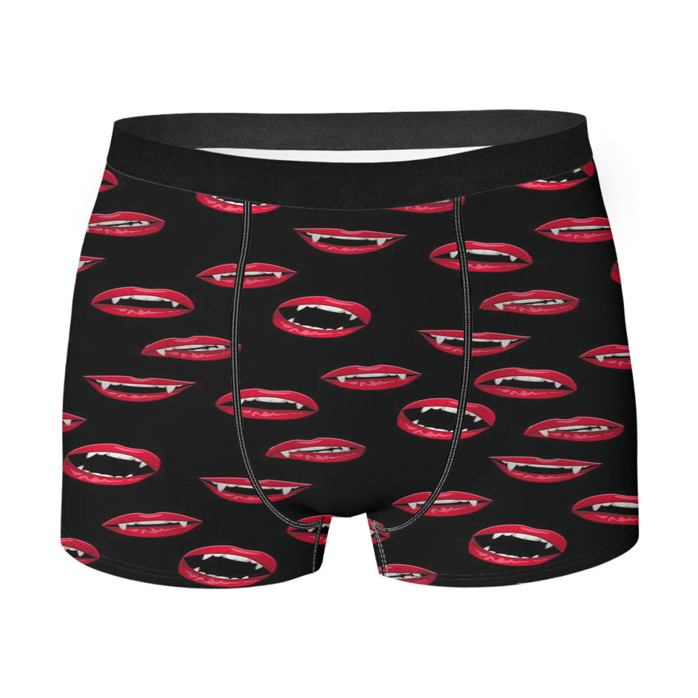 Vampire Lips Pattern Halloween Style Men's Boxer Briefs