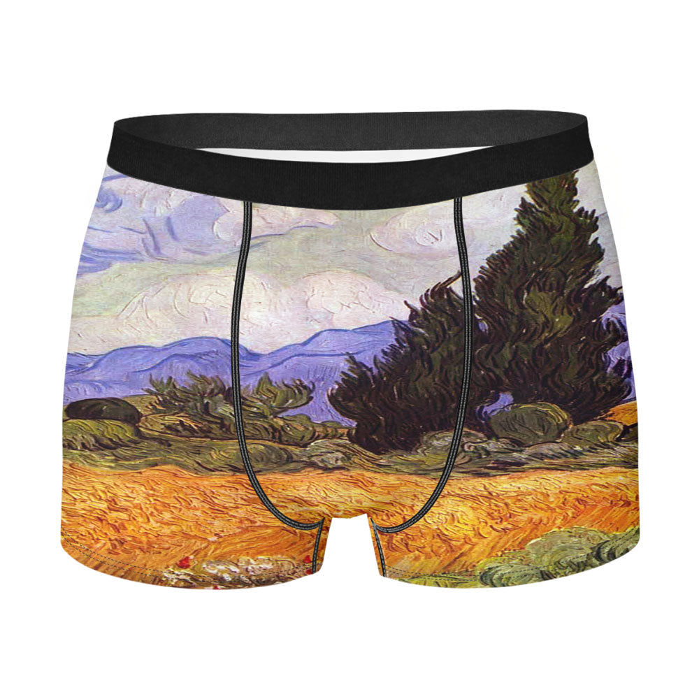 Vincent Van Gogh Wheat Field With Cypresses Men's Boxer Briefs