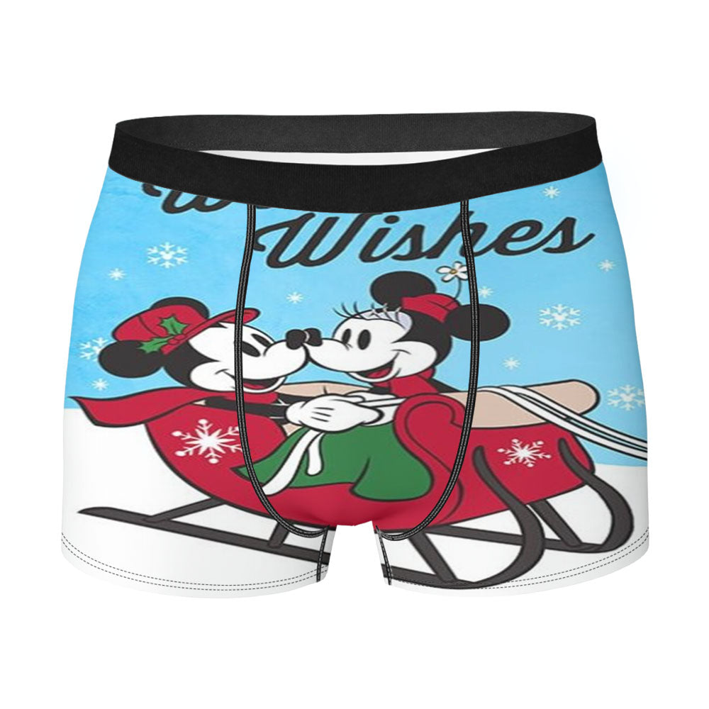 Winter Wishes Sleigh Mickey And Minnie Men's Boxer Briefs