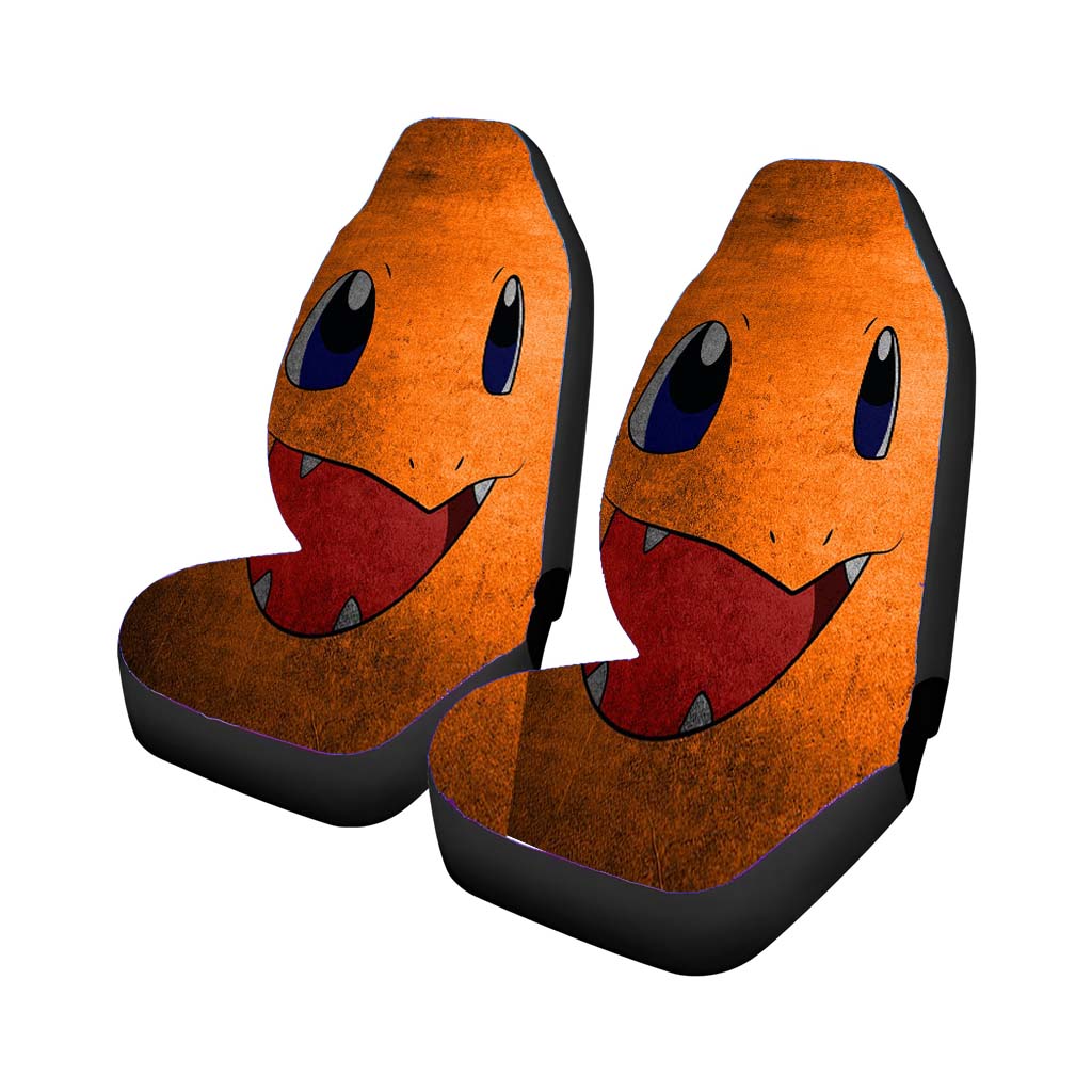 Anime Pokemon Minimalist Charmander Orange Car Front Seat Covers