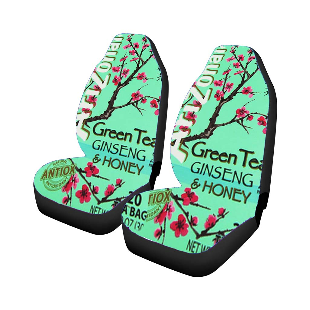 Arizona Green Tea Beverage Drink Retro Teal Car Front Seat Covers