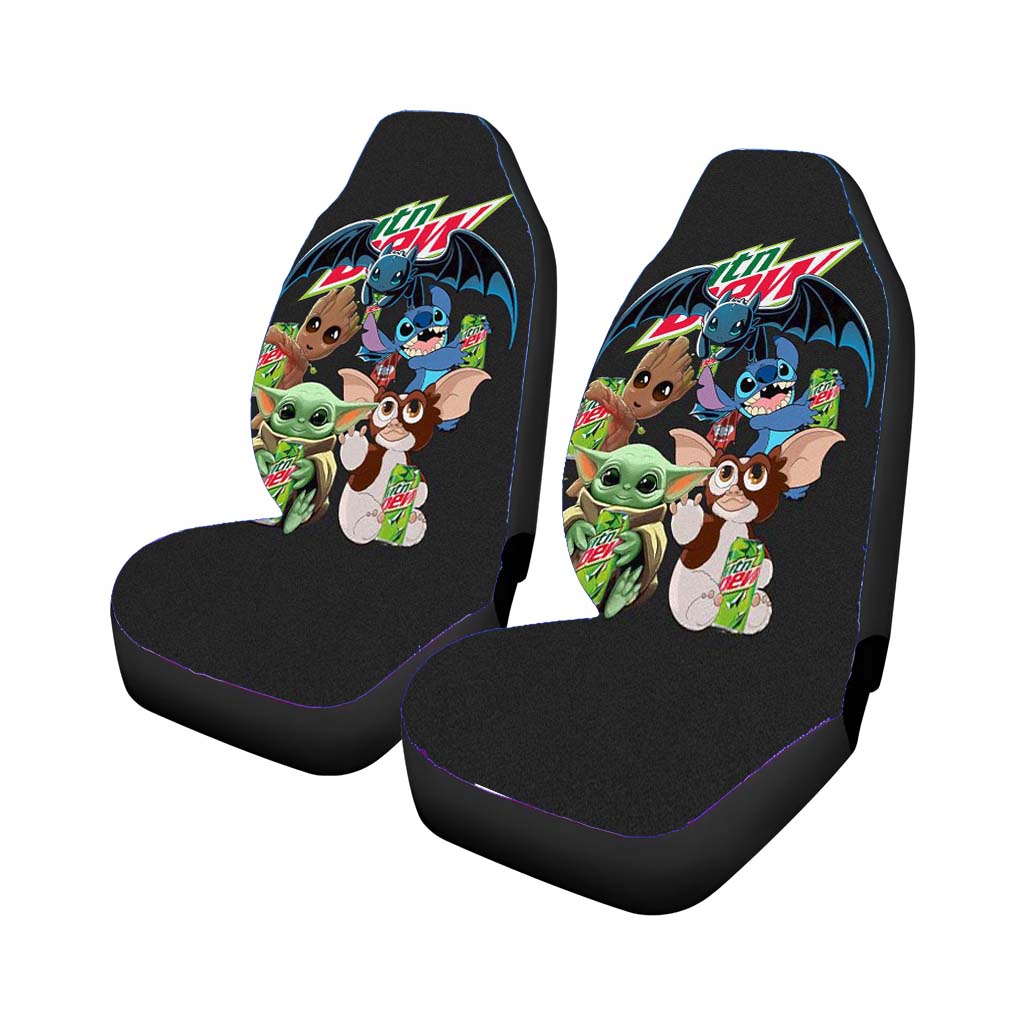 Baby Yoda Groot Toothless Stitch Gizmo Mountain Dew Car Front Seat Covers