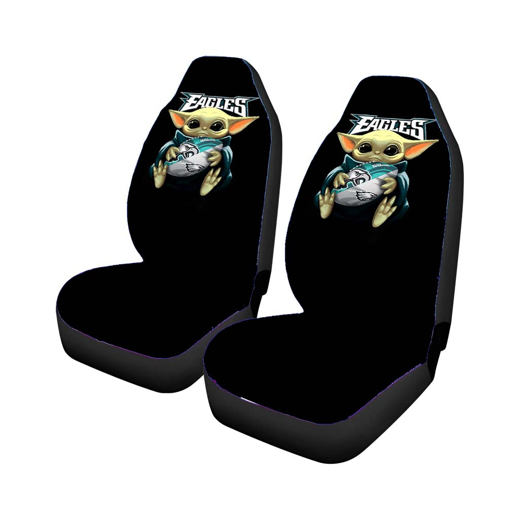 Baby Yoda Hug Philadelphia Eagles Mandalorian Car Front Seat Covers