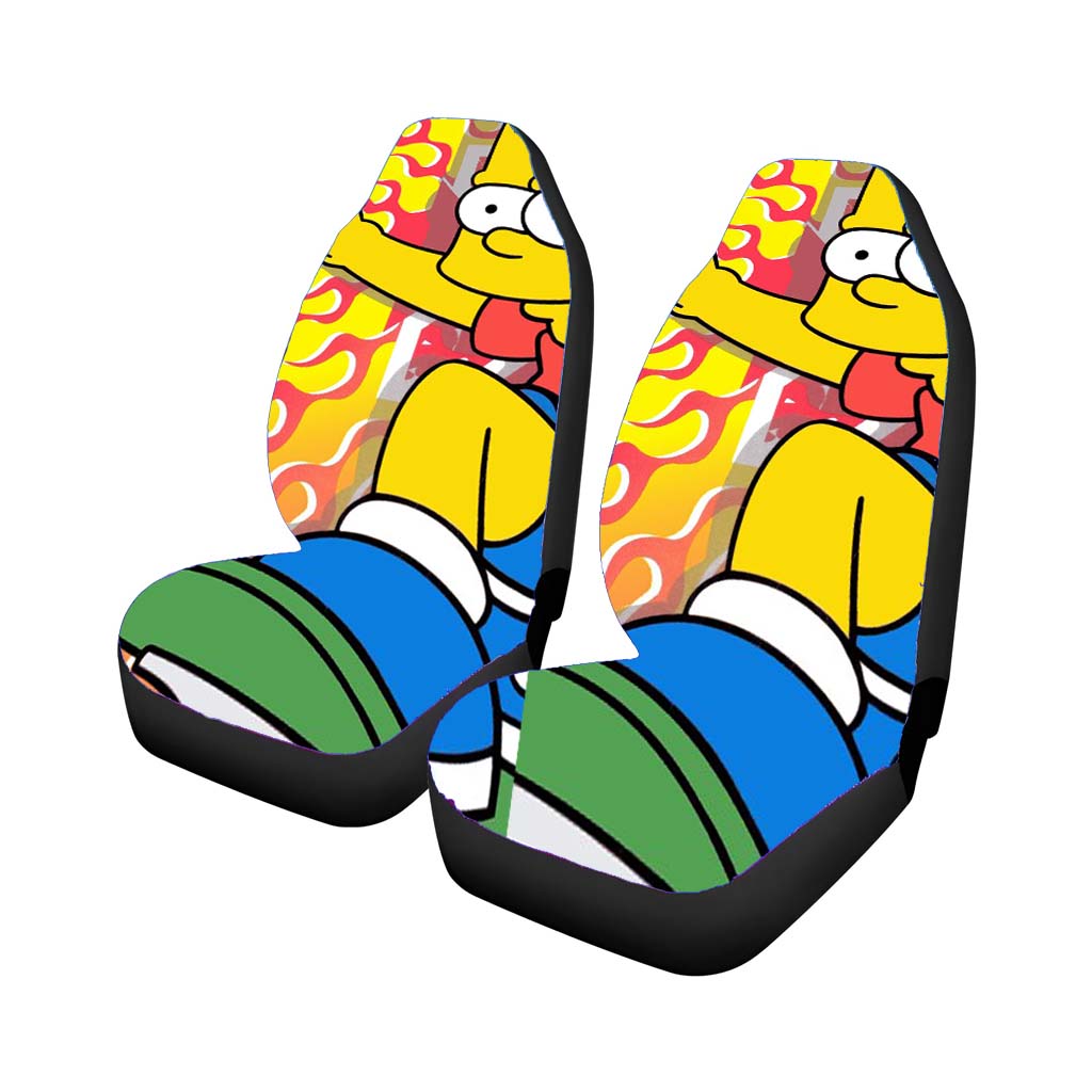 Bart Simpson Flame Skater Car Front Seat Covers