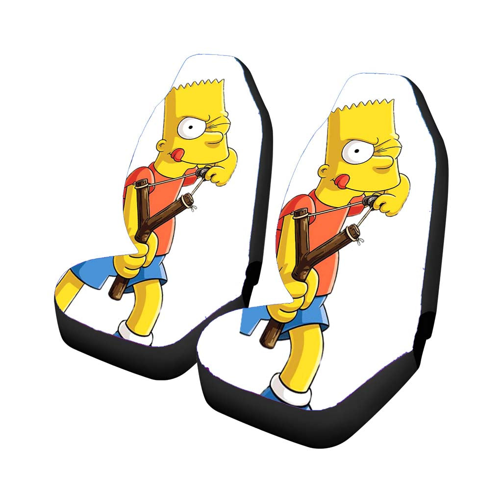 Bart Simpson Slingshot One Eye Car Front Seat Covers
