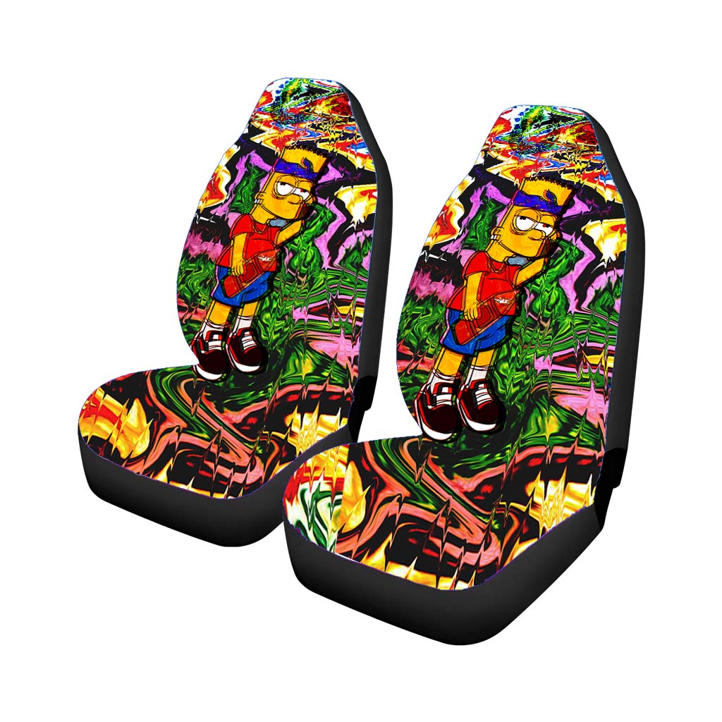 Bart Simpson Trippy Aesthetic Car Front Seat Covers