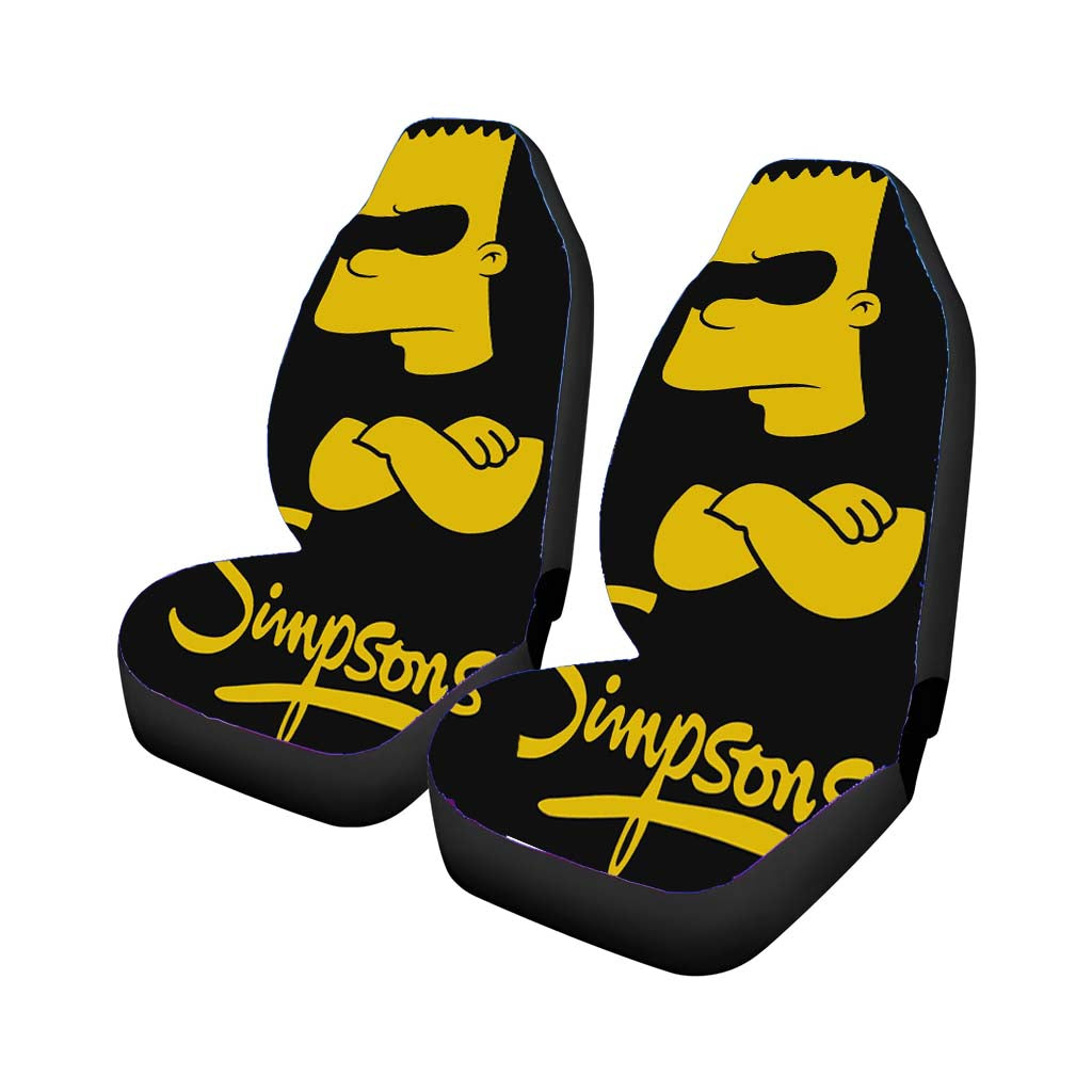 Black Yellow Bart Simpsons Car Front Seat Covers