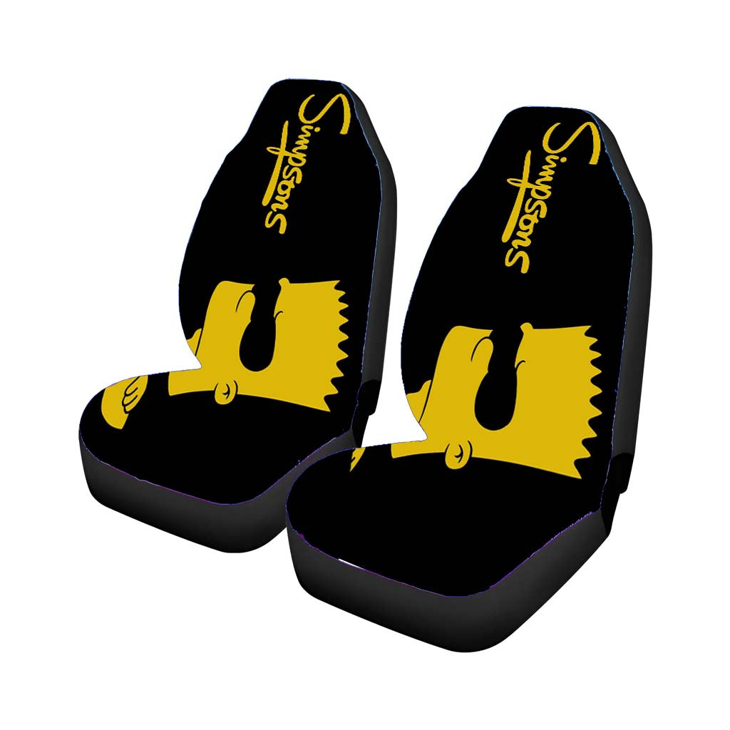 Black Yellow Bart Simpsons 2 Car Front Seat Covers