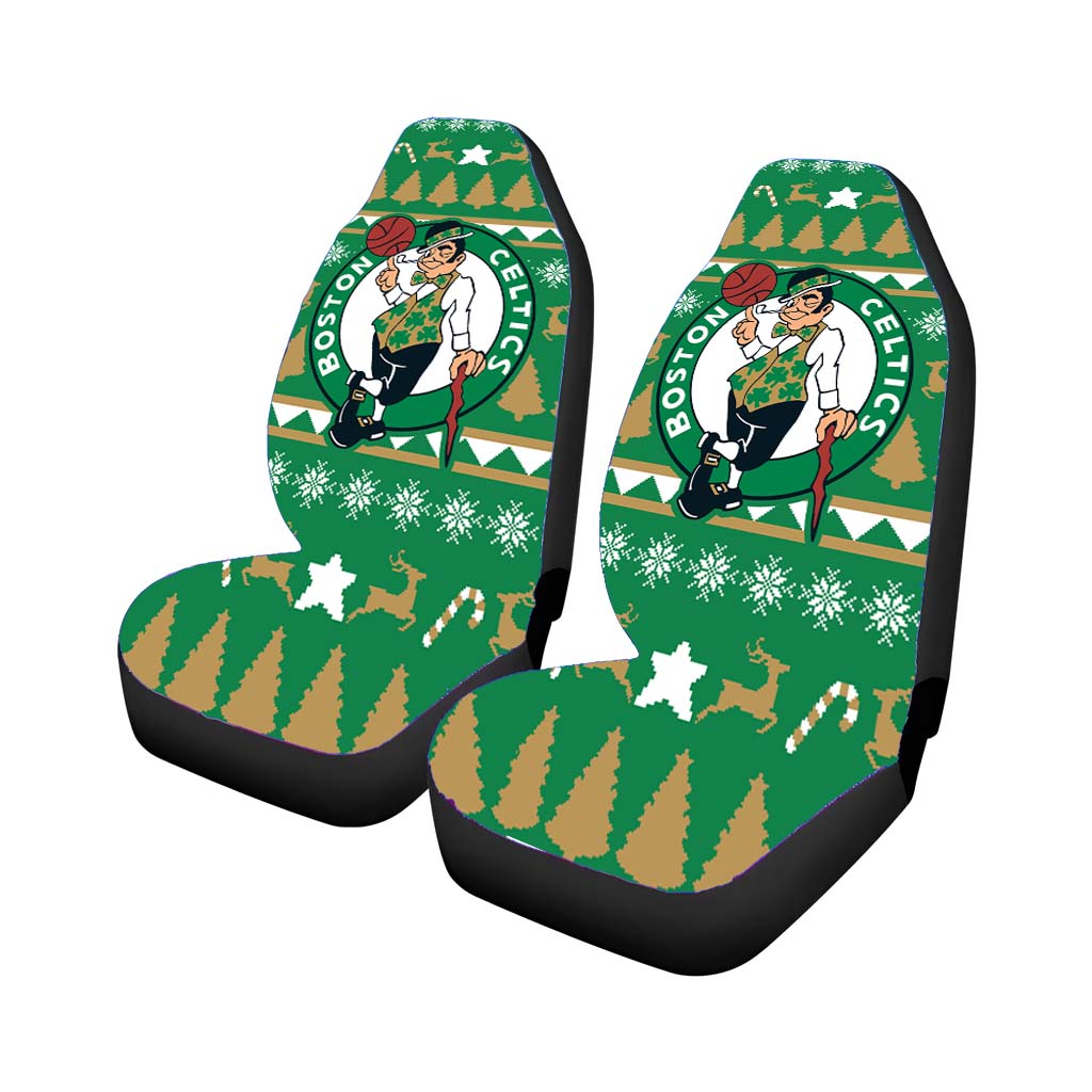 Boston Celtics Christmas Sweater Car Front Seat Covers