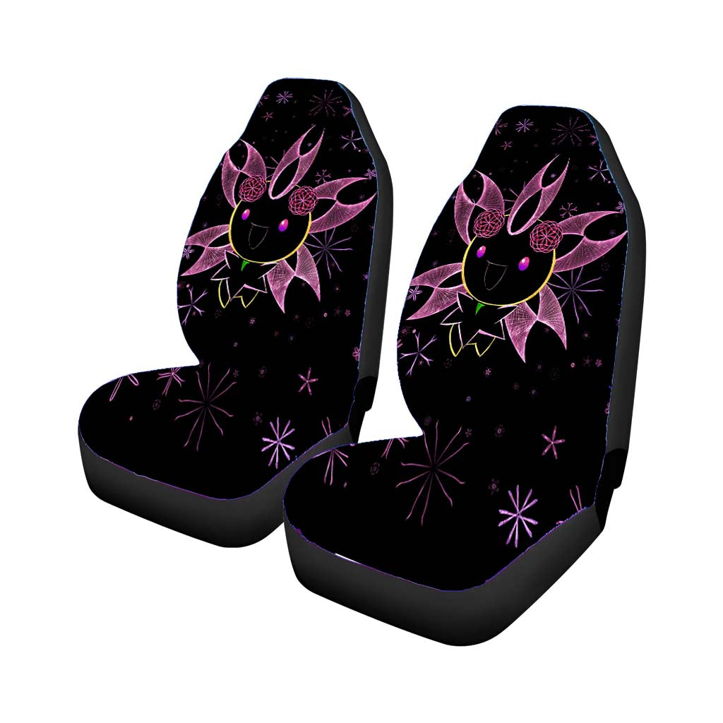 Cherrim Pokemon Line Art On Black Car Front Seat Covers