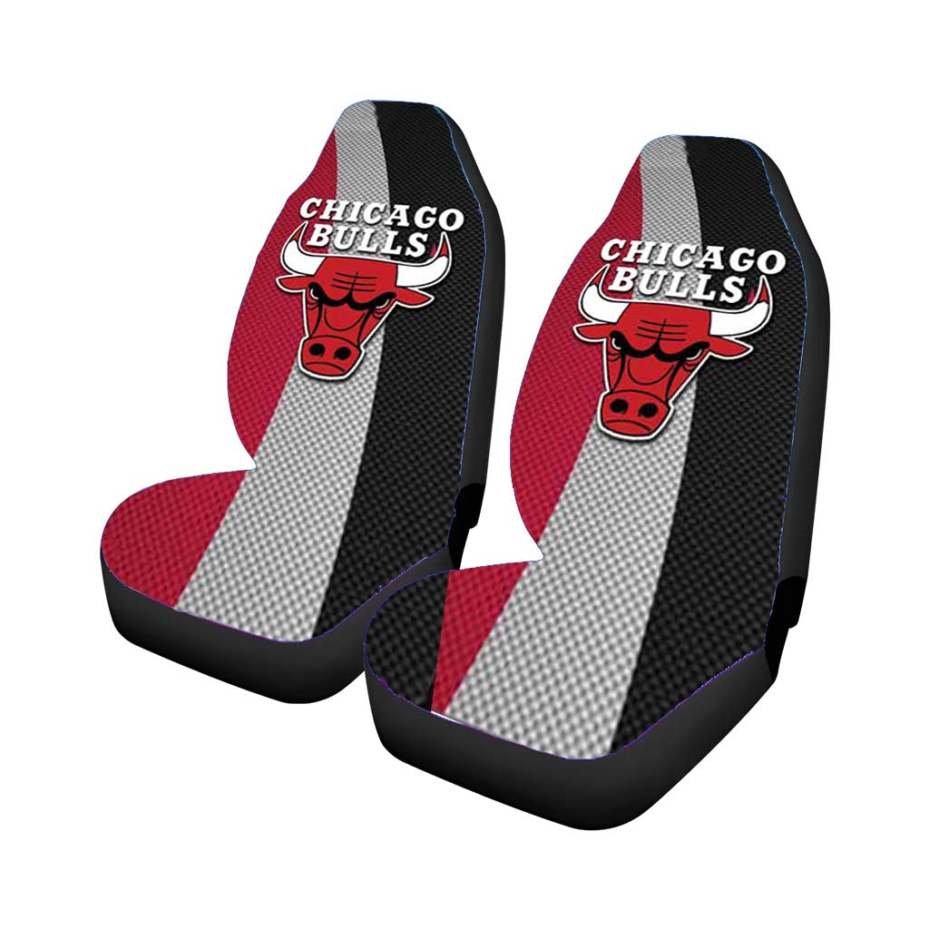 Chicago Bulls Texture Logo Car Front Seat Covers