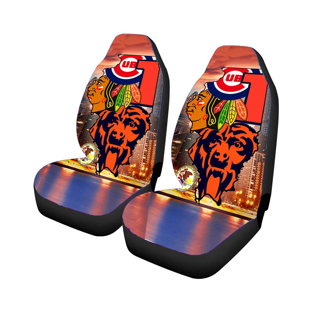 Chicago Cubs Bears Blackhawks 1 Car Front Seat Covers