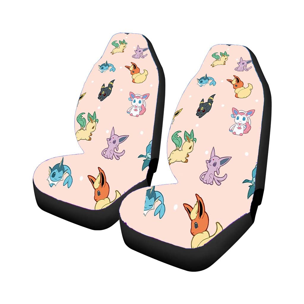 Cute Eevee Pokemon Eeveelutions Pattern Car Front Seat Covers