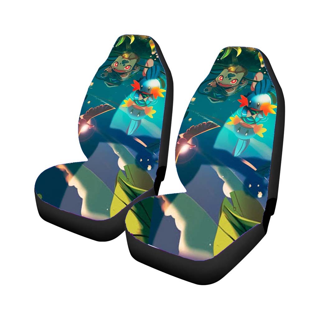 Cute Pokemon Bulbasaur And Mudkip Car Front Seat Covers