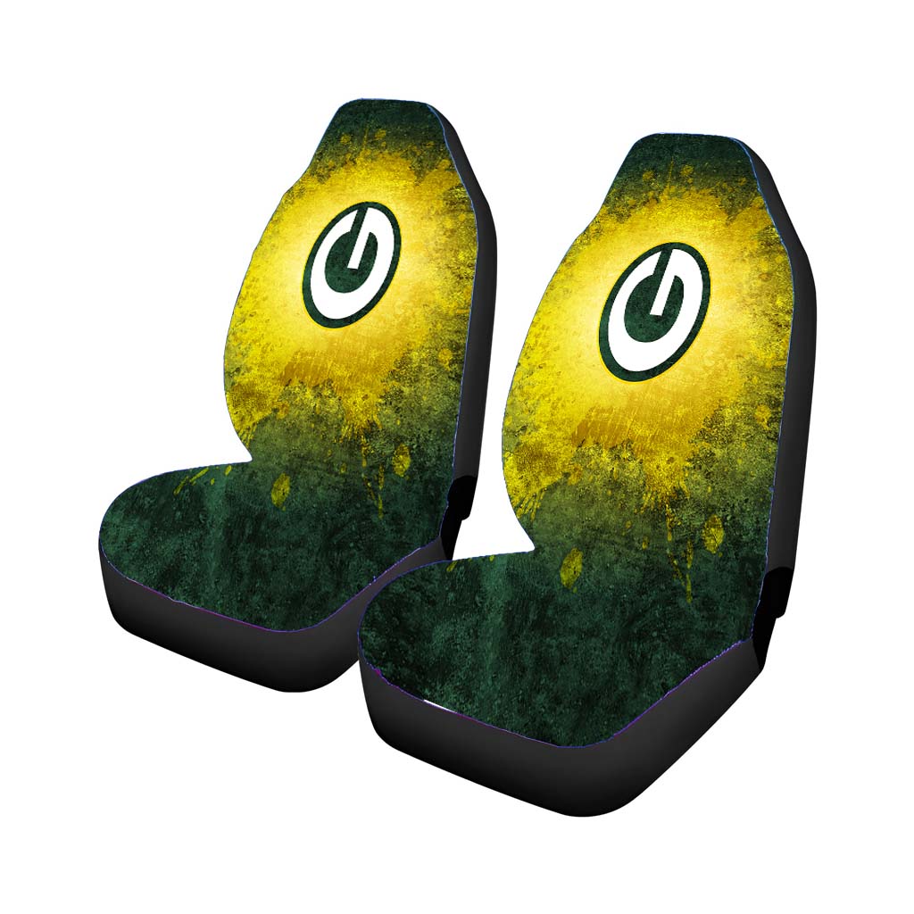 Dark Green And Yellow Green Bay Packers Logo Car Front Seat Covers