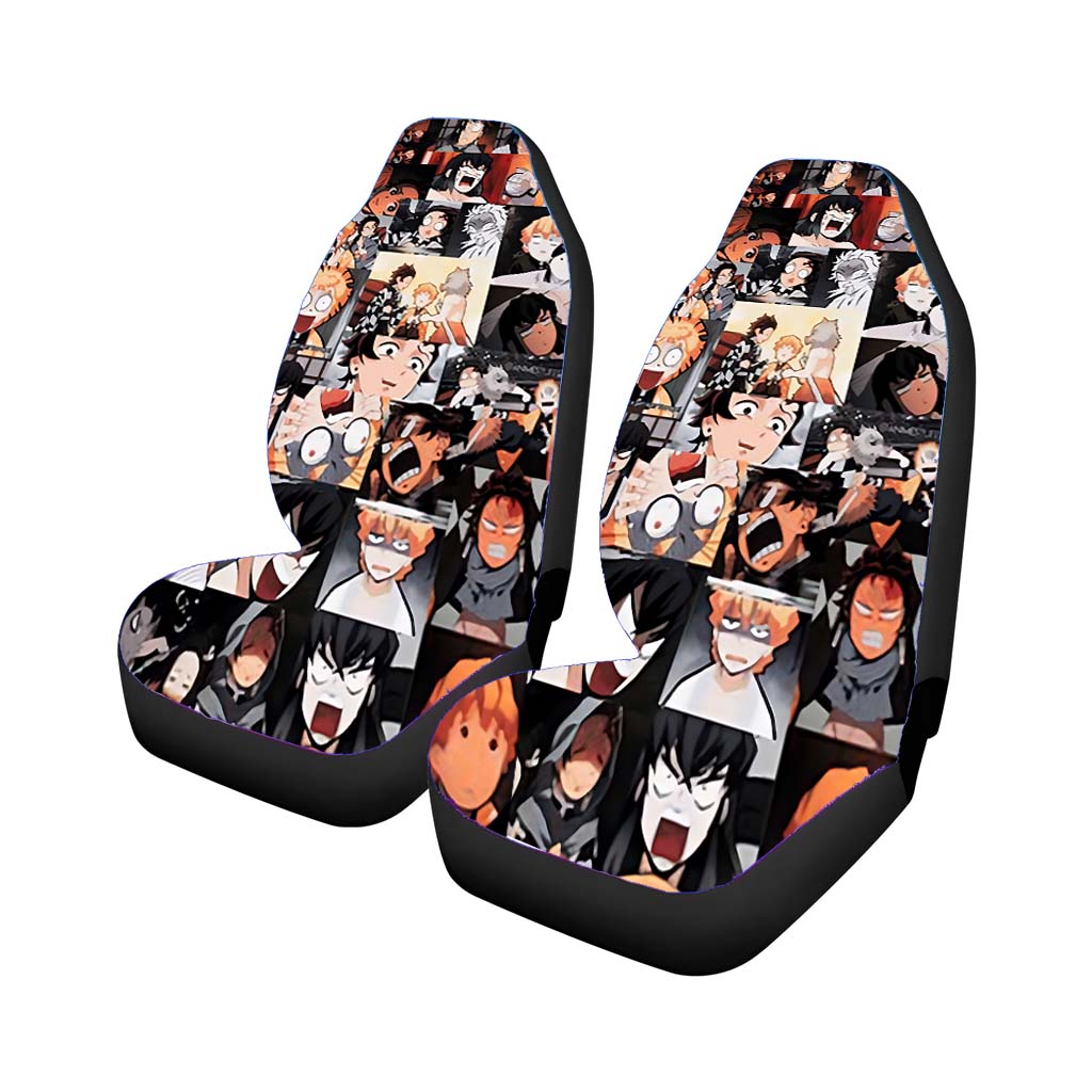 Demon Slayer Anime Funny Face Car Front Seat Covers
