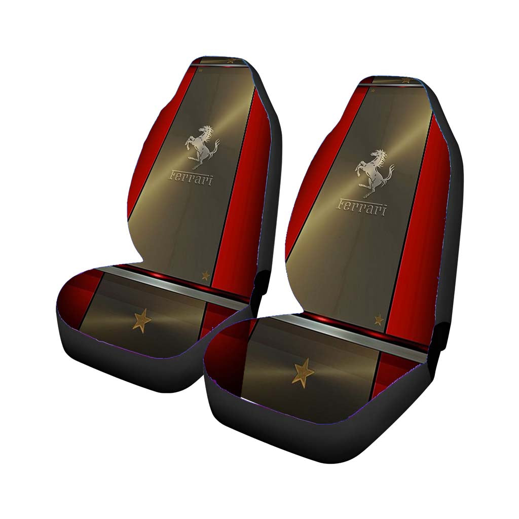 Ferrari Luxury Red Gold Car Front Seat Covers