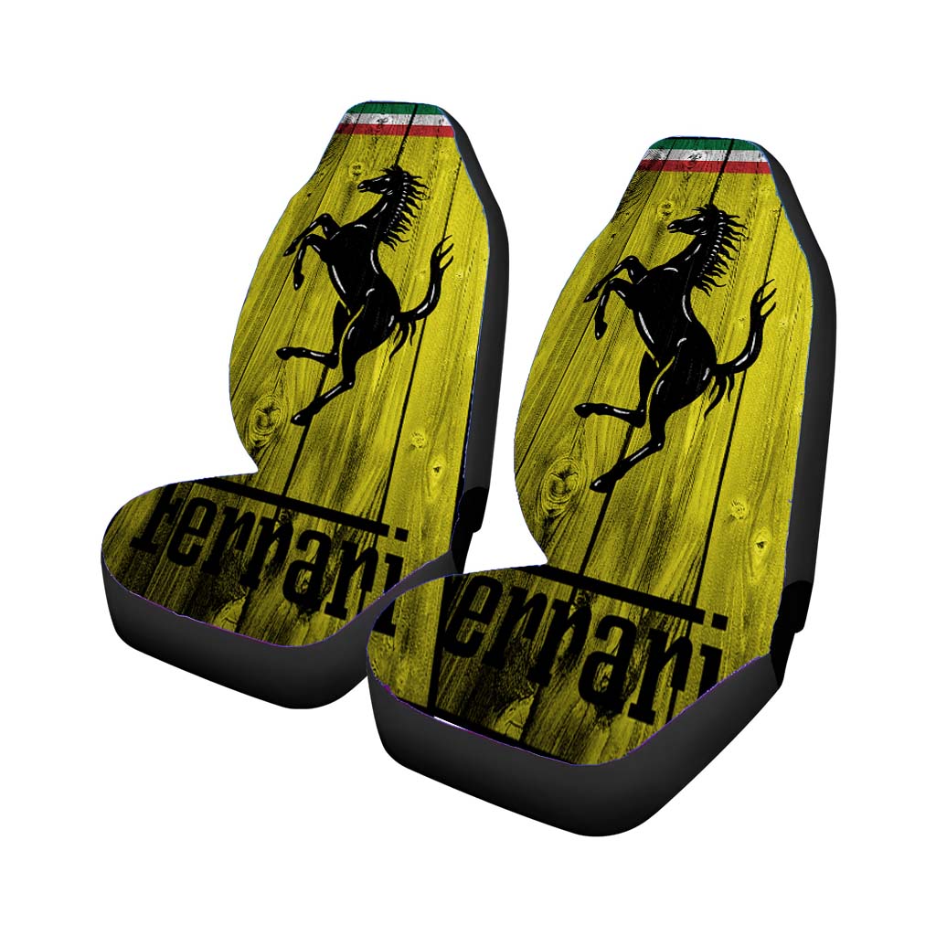 Full Ferrari Logo Dark Wood Wallpaper Car Front Seat Covers