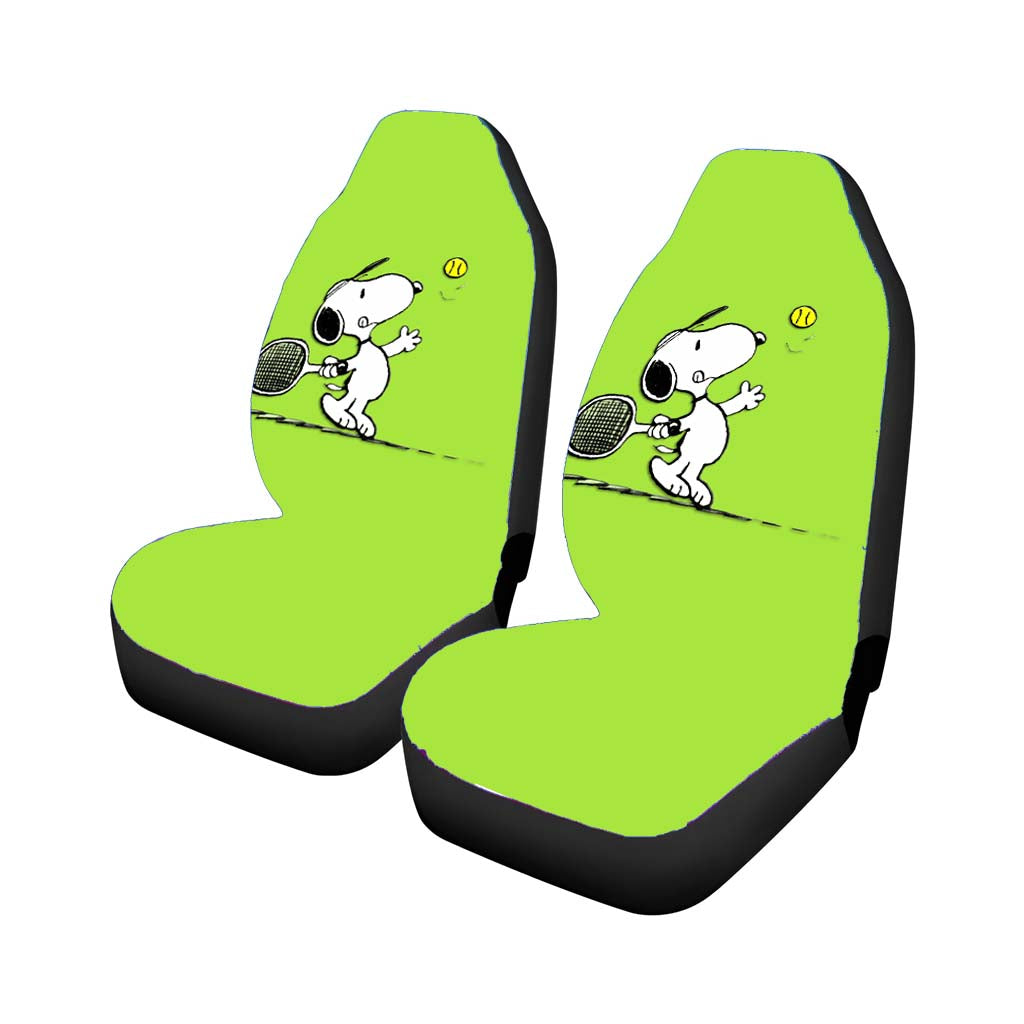 Funny Snoopy Play Tennis Car Front Seat Covers