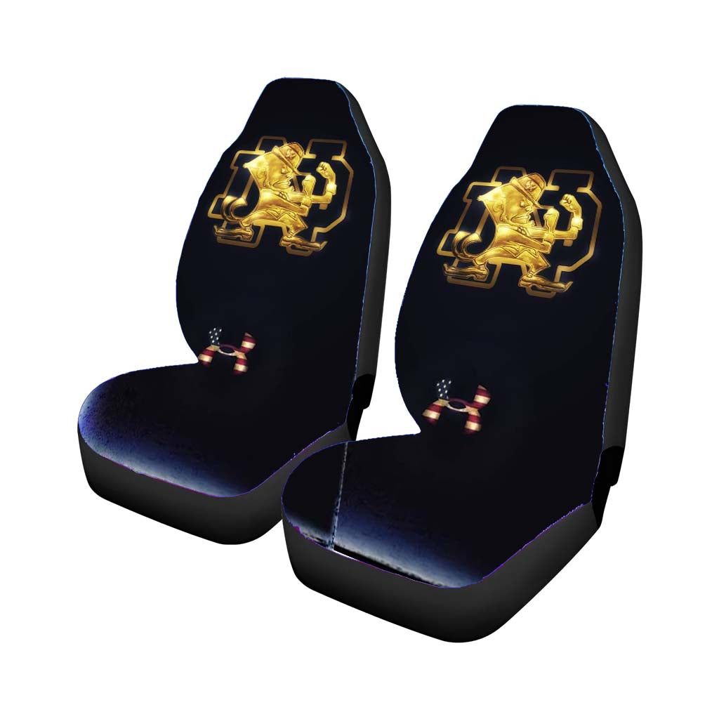Gold In The Dark Vintage Notre Dame Logo Wallpaper Car Front Seat Covers