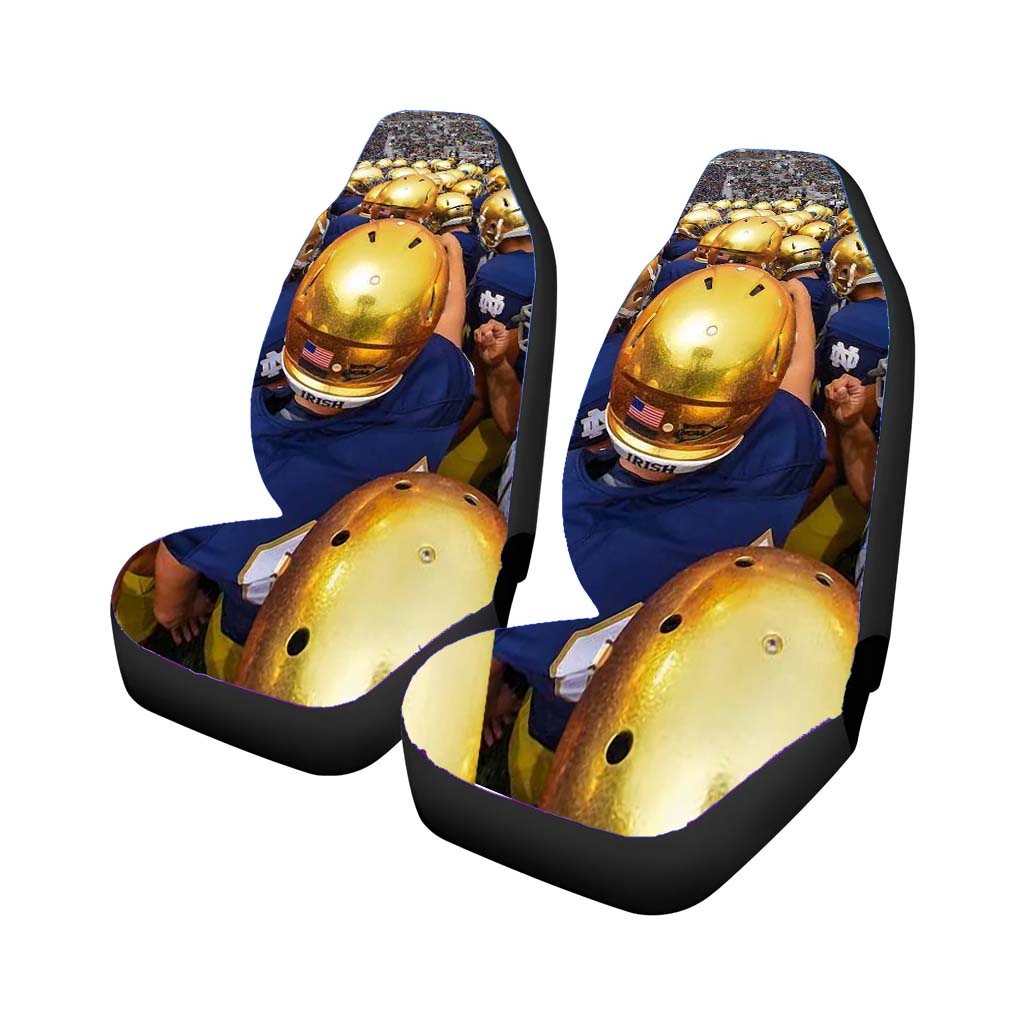 Golden Notre Dame Football Helmet Car Front Seat Covers