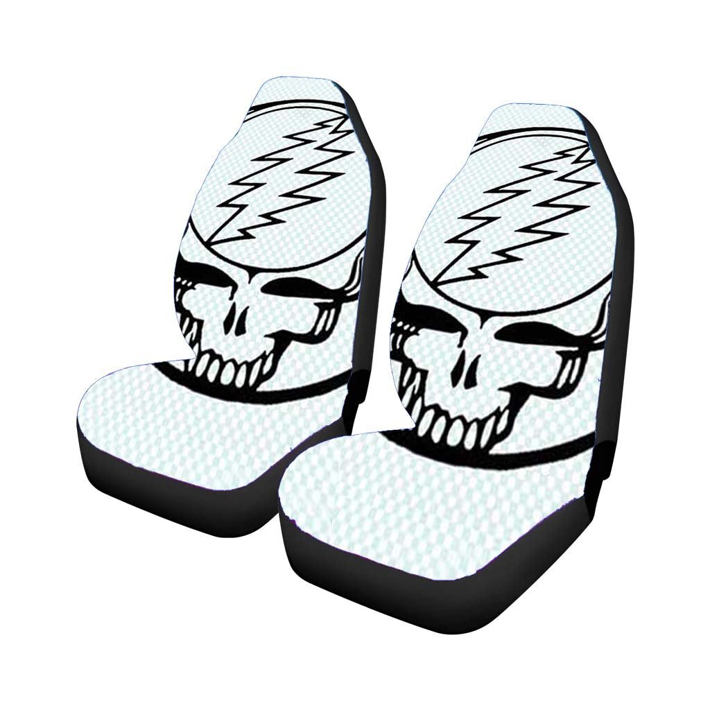 Grateful Dead Logo Outline Checkered Car Front Seat Covers
