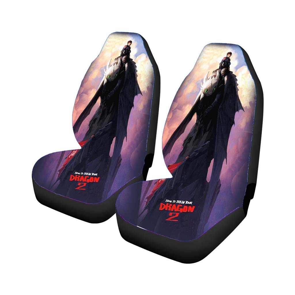 Hiccup And Toothless Car Front Seat Covers