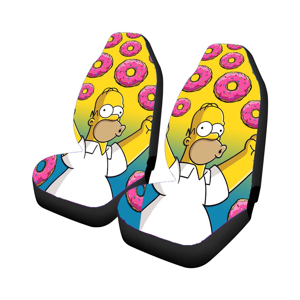 Homer Simpson Donuts Pink Car Front Seat Covers