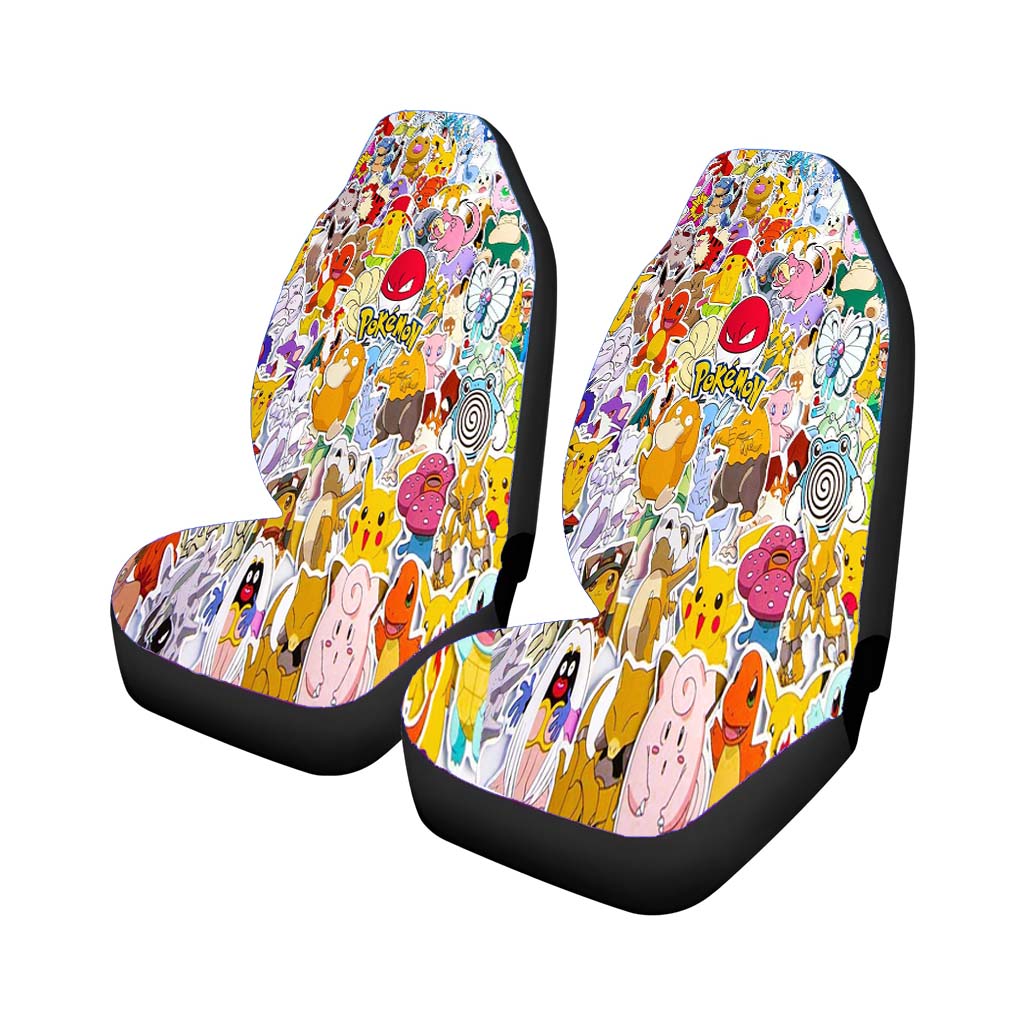 Many Cute Pokemon Creature Characters Cartoon Car Front Seat Covers