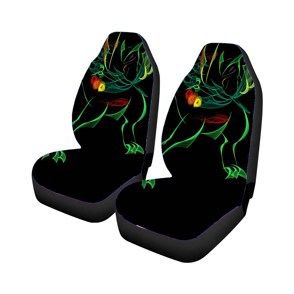 Mega Sceptile Pokemon Line Art On Black Car Front Seat Covers
