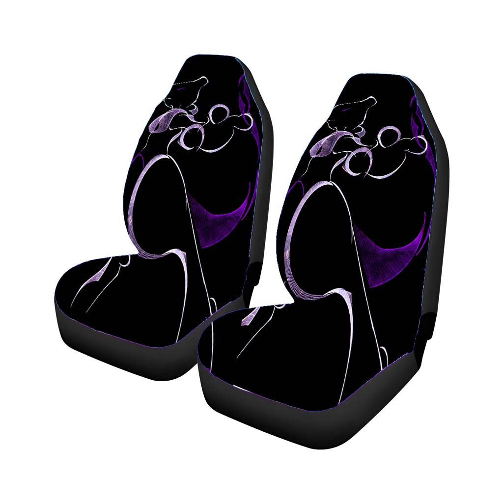 Mewtwo Pokemon Line Art On Black Car Front Seat Covers