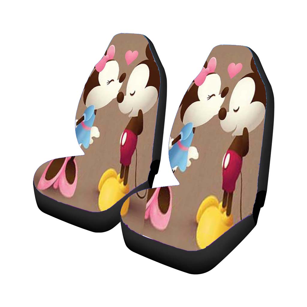 Mickey And Minnie Kiss Sepia Car Front Seat Covers