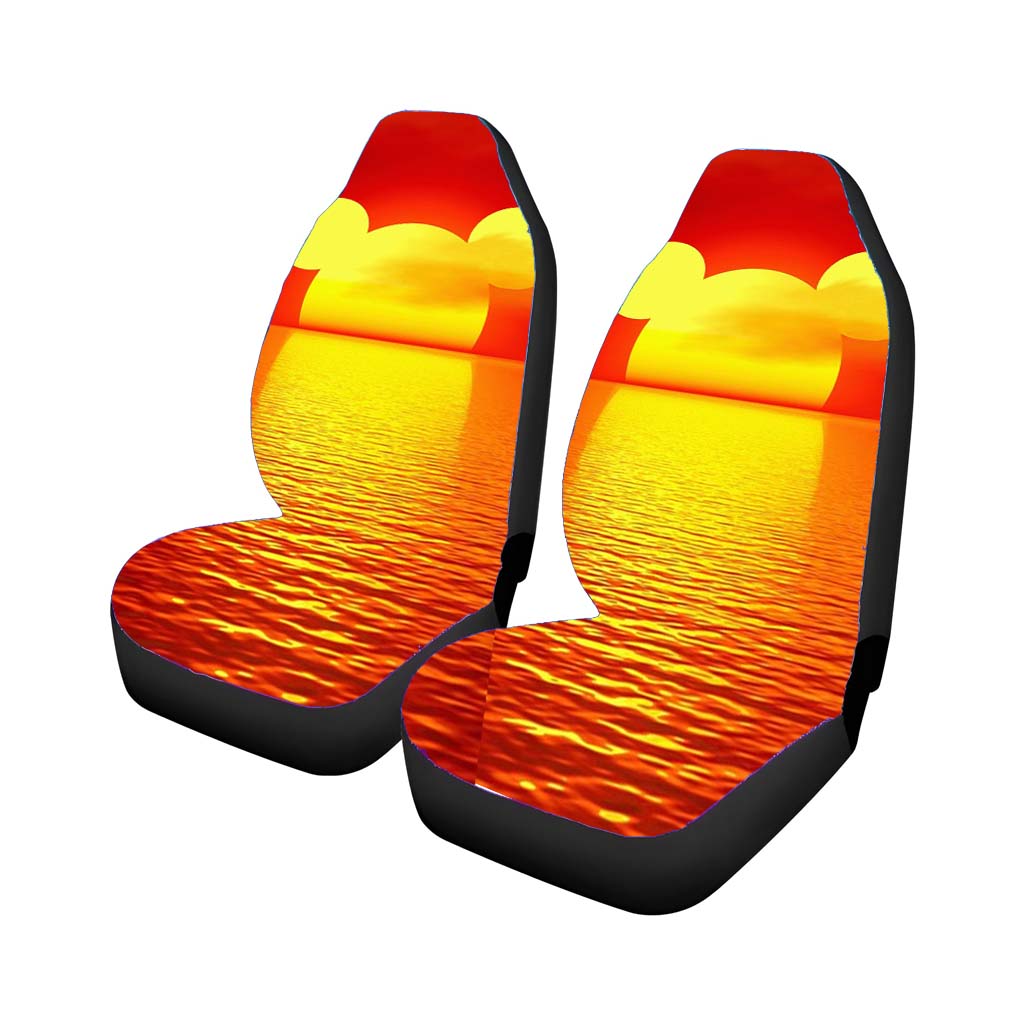 Mickey And Minnie Mouse Head Sunset Car Front Seat Covers