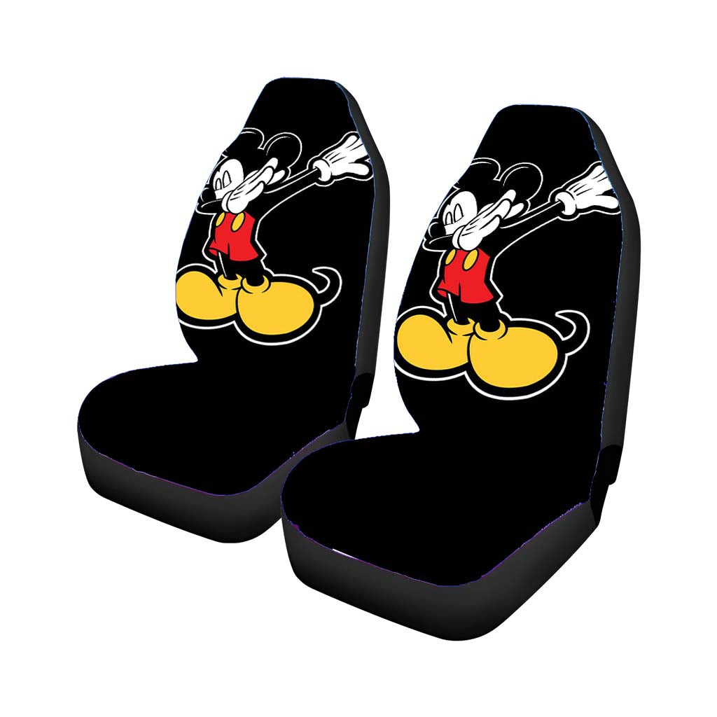 Mickey Keep Dabs Style On The Black Car Front Seat Covers
