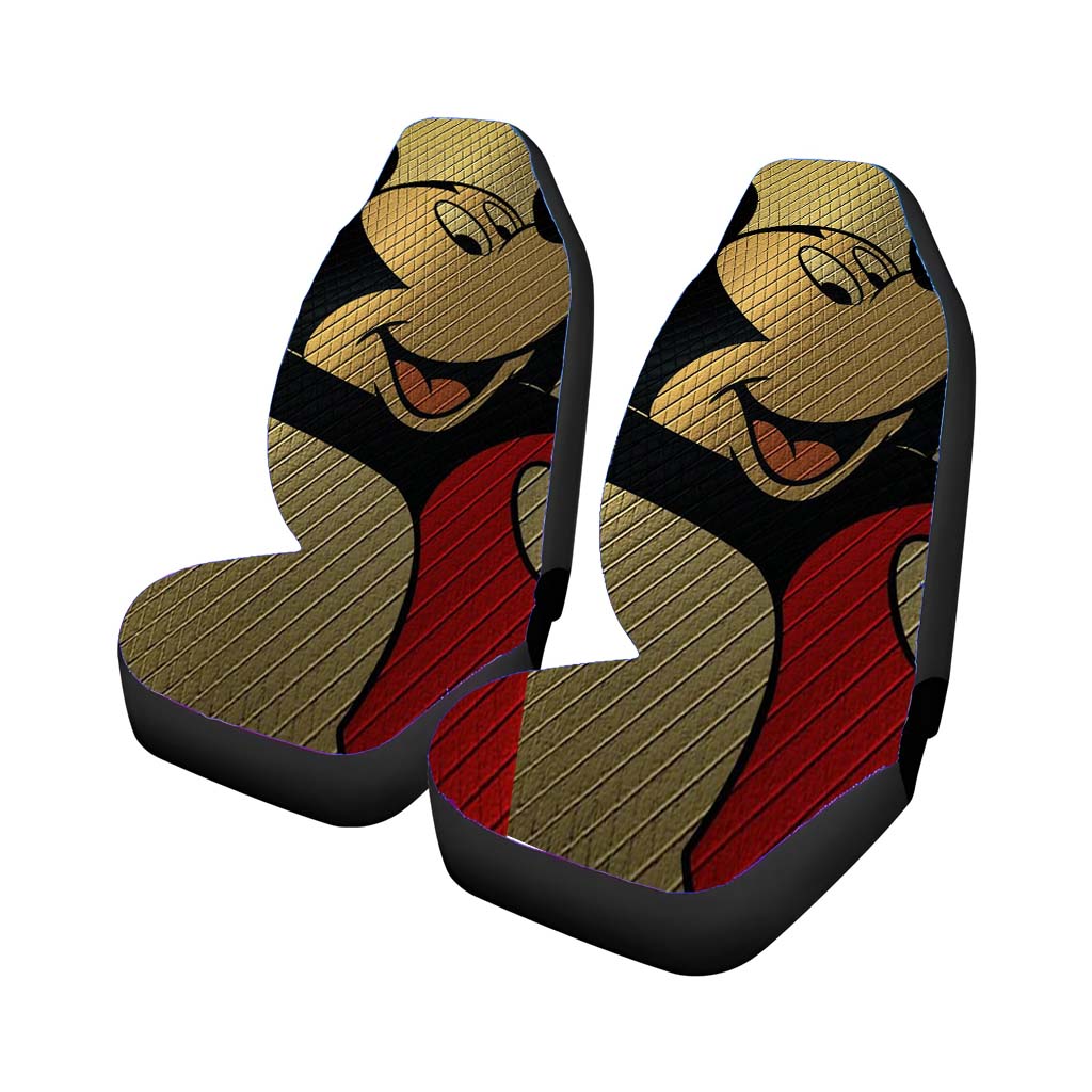 Mickey Mouse Gold Texture Car Front Seat Covers