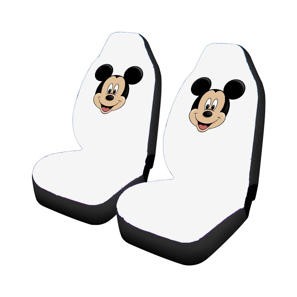 Mickey Mouse Logo White Car Front Seat Covers