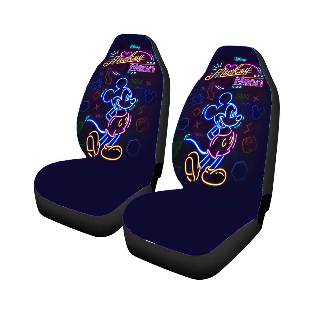 Mickey Mouse Neon Wallpaper Car Front Seat Covers