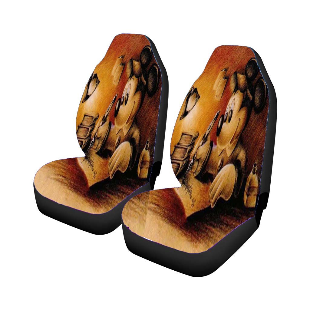 Mickey Mouse Sketch Car Front Seat Covers