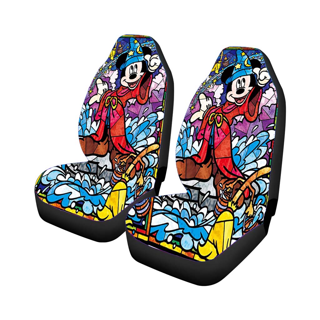 Mickey Mouse Stained Glass Car Front Seat Covers