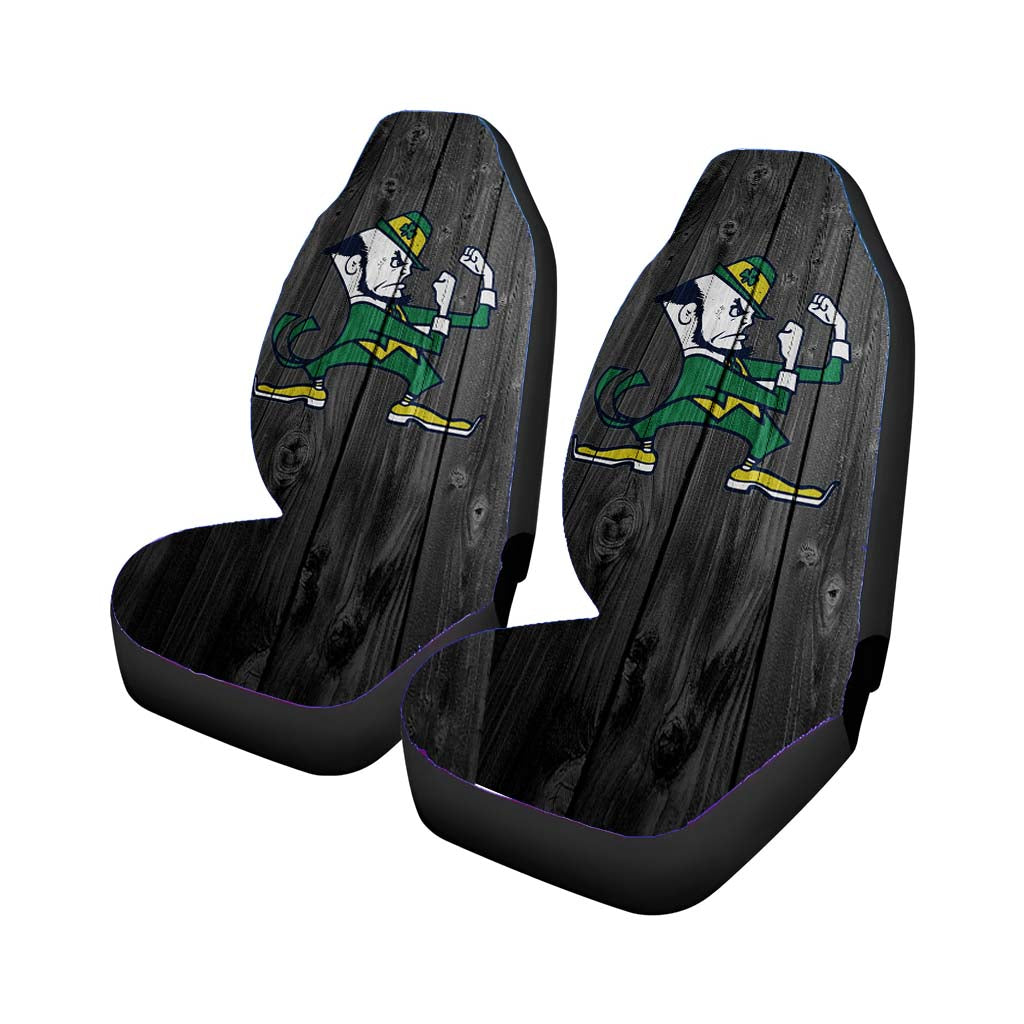 New University Of Notre Dame Logo Dark Wood Wallpaper Car Front Seat Covers