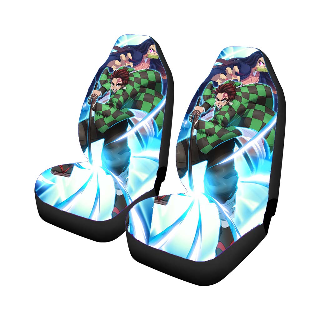Nezuko And Tanjiro Kamado Demon Slayer Kimetsu No Yaiba Car Front Seat Covers